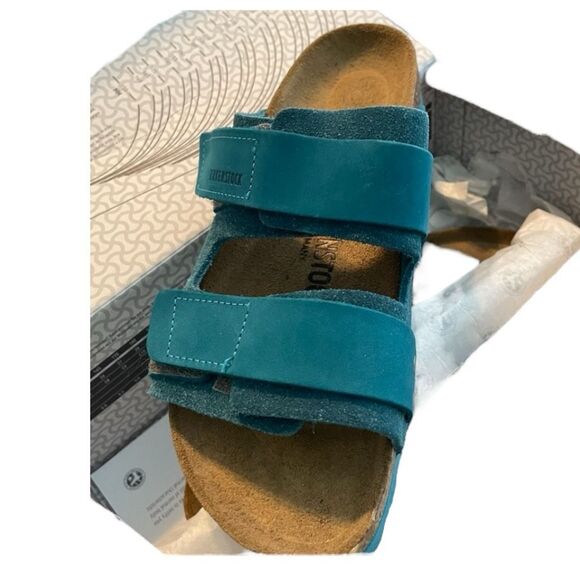 Birkenstock Uji Sandal Nubuck-Suede Leather Deep Turquoise 38 W7 Narrow - Picture 9 of 11